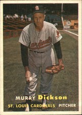1957 Topps St. Louis Cardinals Baseball Card #71 Murry Dickson - EX-MT