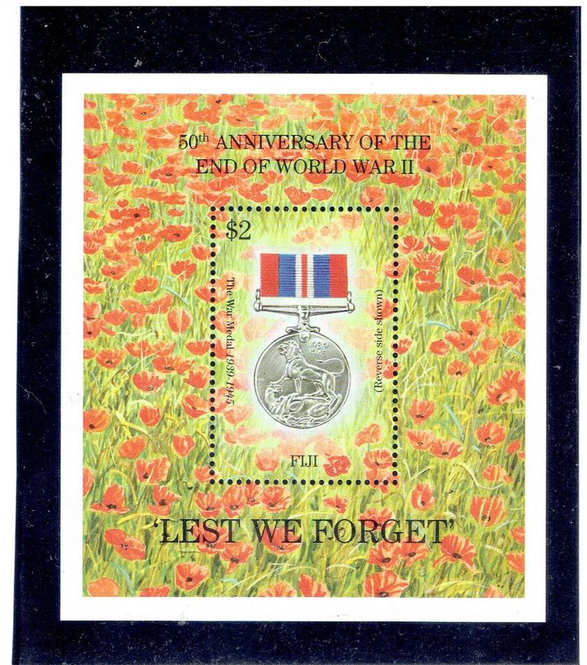 FIJI 1995 Fin de la Segunda Guerra Mundial S/S CV $7,00 Foto 1 de 1