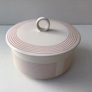 Hornsea Pottery Casserole / Serving Dish Vintage. White and Red Lines - Rarer - Picture 1 of 11