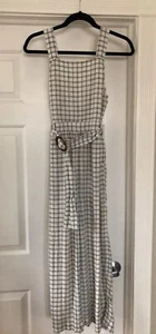 American Eagle Plaid Romper Jumpsuit Black Cream Size Small NWT - Picture 1 of 4