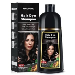 KINGMING Black Hair Dye Shampoo 3 in 1, Hair Color Shampoo for Women Men Grey Ha - Picture 1 of 6