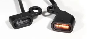 Mini LED Blinker Schwarz Lenkerarmatur f. Harley Softail 96-14, Dyna, Sportster - Picture 1 of 3