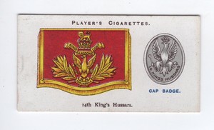 Players Drum Banners & Cap Badges 1924 #17 14th King’s Hussars