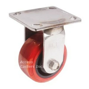4PSSPR 4" x 2" Stainless Steel Rigid Caster, Polyurethane Wheel, 660 lb Capacity - Picture 1 of 1