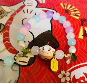 New Maneki Neko Lucky Cat Bracelet 6.5 Inches - Picture 1 of 4