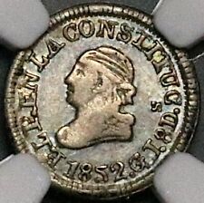 1852 NGC AU Ecuador 1/4 Real Silver Quito Un Quarto Liberty Head Coin (23050501C