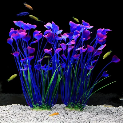 Plastic Plants for Aquarium,Tall Artificial Plants for Fish Tank Decor 15.6 Inch - Image 1 of 4
