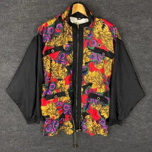 Olympic Exposure Mens Jacket S Black Graphic Long Sleeve Windbreaker Full Zip - Picture 1 of 20