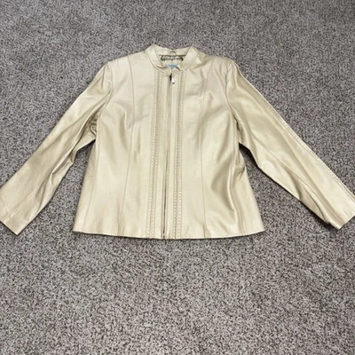 Bradley Bayou Leather Jacket Women’s Full Zip Fully Lined Large Gold - Image 1 of 4