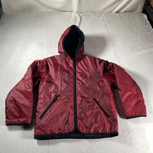 Mudd Puffer Jacket Womens Medium Red Down Feathers Coat Zip Up Hood Windbreaker - Picture 1 of 11