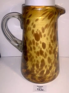 Hand Blown Glass Pitcher Tortoise Shell Confetti or Leopard Safari Mexico - Picture 1 of 18