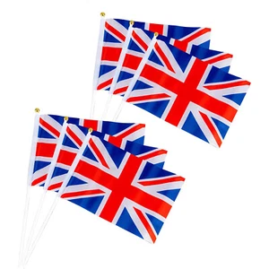 Union Jack Flag Small Hand Waving British Royal Coronation King Birthday Party - Picture 1 of 7
