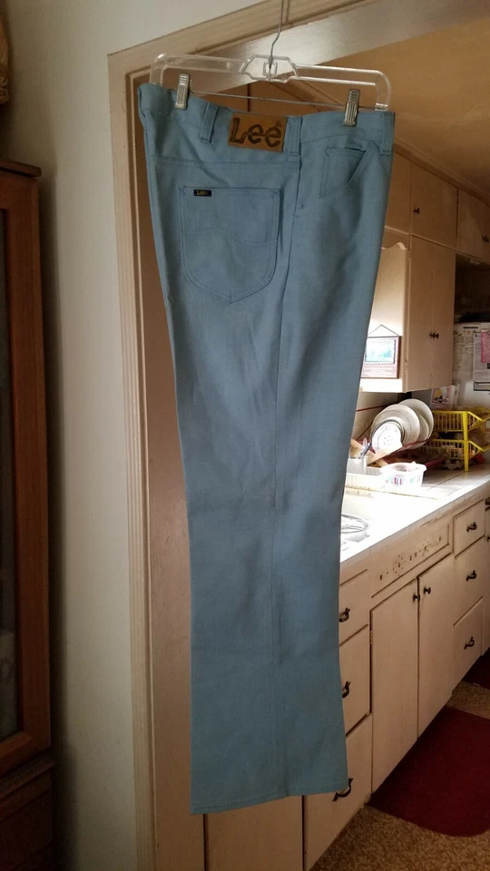 NUEVO SIN ETIQUETAS PARA HOMBRES VINTAGE AÑOS 70 LEE RIDERS/TALON CREMALLERA/BOTAS CORTE JEANS DENIM TALLA 38 × 31.5 Foto 1 de 4