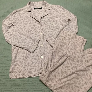Ladies Lauren Ralph Lauren Small Longsleeve Striped Floral Purple White Pajamas  - Picture 1 of 10