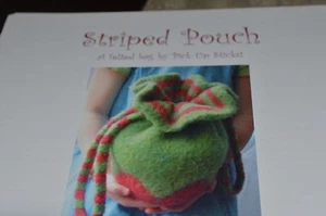 Pick Up Sticks Knitting Pattern Felted Purse Striped Pouch - Picture 1 of 1
