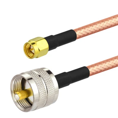 UHF PL259 Male to SMA Male Connector Adapter Cable Coaxial RF Pigtail Coax RG142 - Image 1 of 3