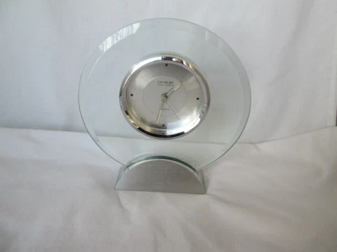 Danbury Shelf Desk Clock Things Remembered Brushed Aluminum Base  Paperweight Cover