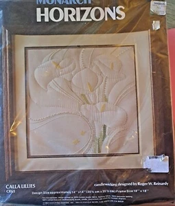 VTG (1983) New Monarch Horizons Candlewicking Kit "CALLA LILLIES" #CR63 14" x14" - Picture 1 of 5