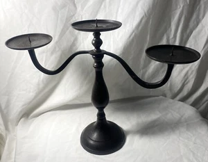 3 Arm 10” Black Metal Candelabra/Pillar Holder. - Picture 1 of 23