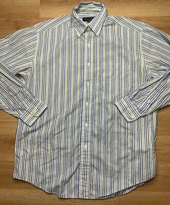 Brooks Brothers Button Up Größe Medium M Herren Langarm Hemd Streifen Blau Grün - Bild 1 von 9