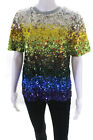 Ashish Damen T-Shirt Neu mit Etikett Pailletten Landschaft Ombre Top mehrfarbig Größe M