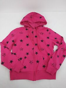 Disney Tinkerbell Stars Full Zip Fleece Hoodie Hot Pink Junior 5/7