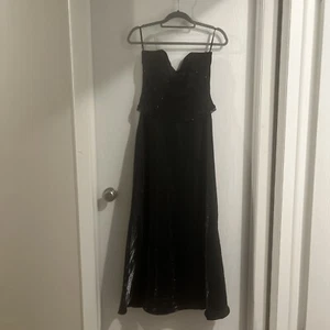 Jessica McClintock Millennium 2000 Strapless Sparky Gown With Beaded Fringe - Picture 1 of 11