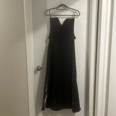 Vestido brillante sin tirantes Jessica McClintock Millennium 2000 con flecos con cuentas Foto 1 de 4