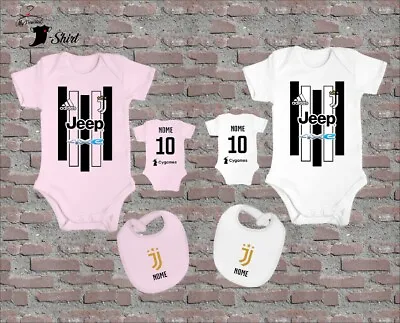 ++il Piu Venduto++  Body + Bavaglino Neonato Juve Personalizzato Nome Juventus • 15.19€