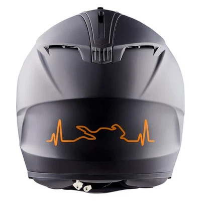 2er Set Bike Aufkleber Herzschlag Neon Orange 12x3cm Motorrad Auto Helm K158 - Bild 1 von 4