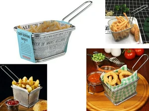 Mini cesta de acero inoxidable para servir papas fritas bocadillos cocina hogar - Imagen 1 de 4
