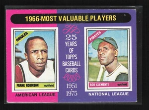 1975 Topps #204 1966 MVPs (Frank Robinson/Bob Clemente) En muy buena condición - Imagen 1 de 2