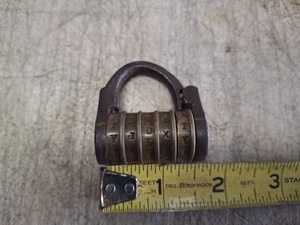 Antique French Bronze Combination Barrel Padlock 5 letter Lock No Combination - Picture 1 of 14