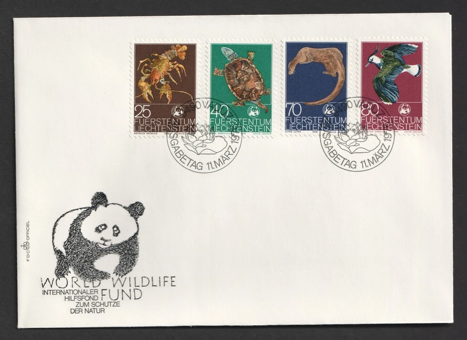 1976 Liechtenstein WWF, World Wildlife Fund FDC. Vaduz First Day Cover — 第 1/1 张图片