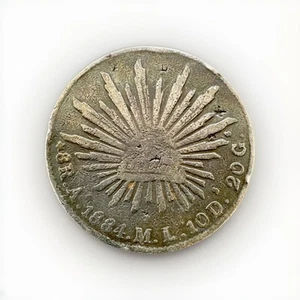 1884 As ML Alamos Mexico 8 Reales World Silver Rare Coin - Picture 1 of 2