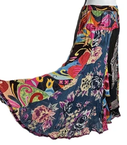 Maxi gonna Norm Thompson vintage colorata patchwork anni 90 Y2K floreale taglia small - Foto 1 di 6