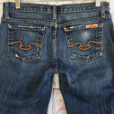 Vintage Blue Cult Y2K Low Rise Flare Jeans Women's Size 29 Distressed USA Made - Image 1 of 4