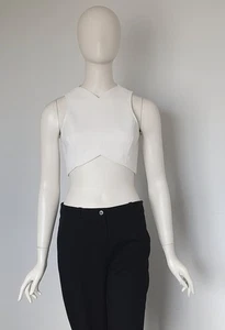 Scanlan Theodore Size 10 White Neoprene Sleeveless Crop Top - Picture 1 of 10