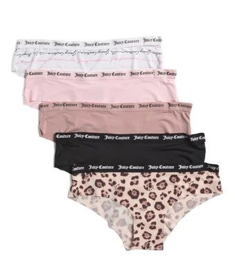 Novo com etiquetas. Juice Couture. Pacote com 5. Hipster elástico.  Estampa de leopardo.  MSRP US$ 48,00 - Imagem 1 de 4