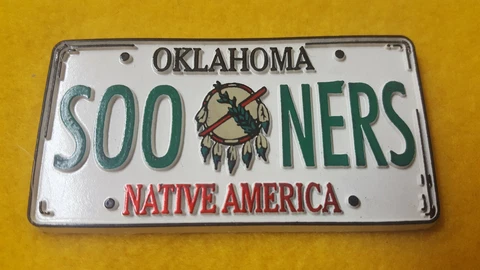 NCAA Oklahoma Sooners Native America License Plate Rubber Magnet - Free Shipping Cover