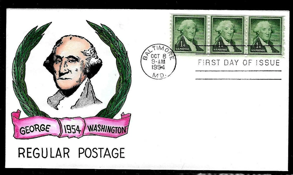 1054 1c Stamp (1954) GEORGE WASHINGTON FDC HD/HP BY DOCTOR ROSS M. KNOBLE !! - Image 1 of 1