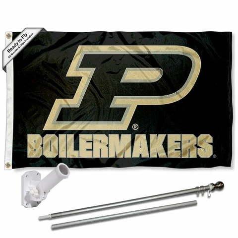 Purdue Boilermakers Slant P Flag Pole and Bracket Gift Set Package Cover