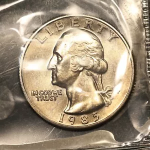1985-P WASHINGTON QUARTER 25c GEM BU 'Still in Original Mint Cello' K196 - Picture 1 of 3
