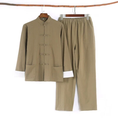 Mens Chinese Tang Suit Martial Arts Uniform Shirt+pants Kung Fu Taichi Costume - Image 1 of 4