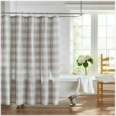Cortina de ducha Elrene Home Fashions Farmhouse Living Buffalo-Check 72"x72" (1-5) Foto 1 de 4