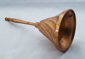 Decorative Vintage 7" Solid Brass Dinner/ School Bell Swirled Bell Made in India - Picture 1 of 12