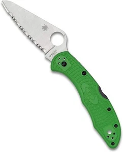 Spyderco C88FSGR2 Salt 2 Green FRN Handle LC200N Serrated Edge Folding Knife - Picture 1 of 6