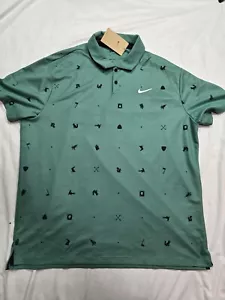Mens Nike Dri-Fit Tour Icon Polo All Over Print Bicoastal Green FQ0426-361 Sz XL - Picture 1 of 7