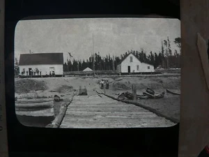 Magic Lantern Glass Slide of River, Dock & Country Side - Picture 1 of 2
