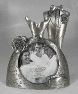 Marco de fotos Fetco decoración del hogar novia y novio 4 pulgadas x 4 pulgadas acabado níquel - Imagen 1 de 11